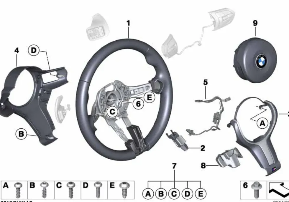 BMW Abdeckung Lenkrad hinten M2 F87 M3 F80 M4 F82 F83 5er F10 6er F06 F12 F13