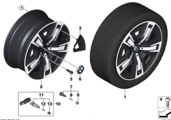 BMW Alufelge Aerodynamik 1056 bicolor (jet black uni/hochglanzpoliert) 8,5Jx19 ET30 5er G60 G61