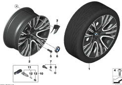 BMW Alufelge Aerodynamik 906 bicolor (midnight grey/hochglanzpoliert) E10,5Jx20 ET44 X3 G45