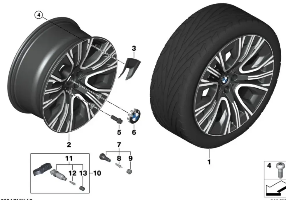 BMW Alufelge Aerodynamik 906 bicolor (midnight grey/hochglanzpoliert) E10,5Jx20 ET44 X3 G45