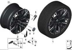 BMW Alufelge Aerodynamik 940M bicolor (jetblack uni/glanzgedreht) 8,5Jx20 ET28 5er G60 G61