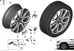 BMW Alufelge Aerodynamik 919M gunmetal grey/glanzgedreht 8Jx19 ET47 X1 F48 X2 F39