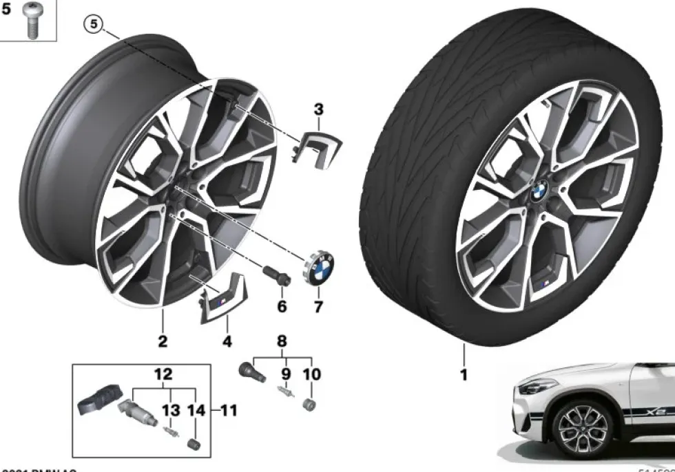 BMW Alufelge Aerodynamik 919M gunmetal grey/glanzgedreht 8Jx19 ET47 X1 F48 X2 F39
