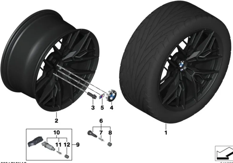 BMW Alufelge Doppelspeiche 1075M jet black matt 10,5Jx20H2 ET28 5er G90 M5/G99 M5
