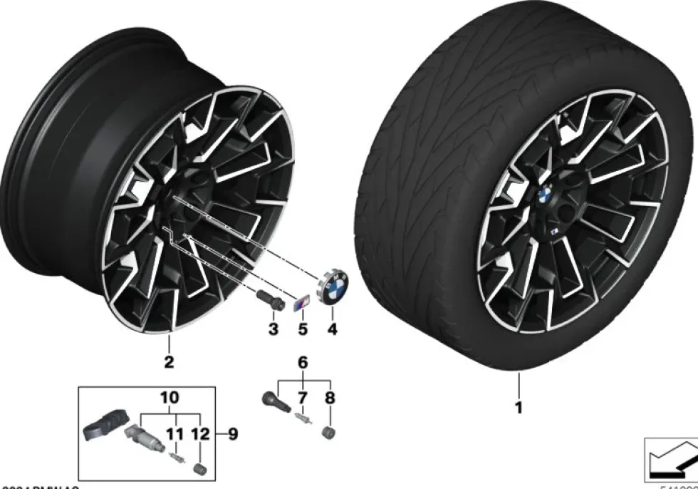 BMW Alufelge Doppelspeiche 952M jet black uni/glanzgefräst 11Jx21 ET28 5er G90 M5/G99 M5