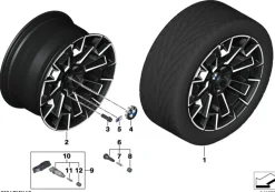 BMW Alufelge Doppelspeiche 952M jet black uni/glanzgefräst 10,5Jx20 ET28 5er G90 M5/G99 M5