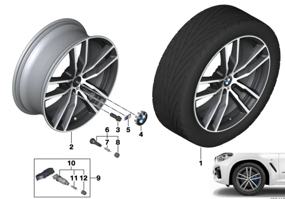 BMW Alufelge Doppelspeiche 698M ferricgrey 7,5Jx19 ET32 X3 G01 X4 G02