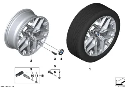 BMW Alufelge Doppelspeiche 1039 refined silver 7,5Jx18 ET25 3er G20
