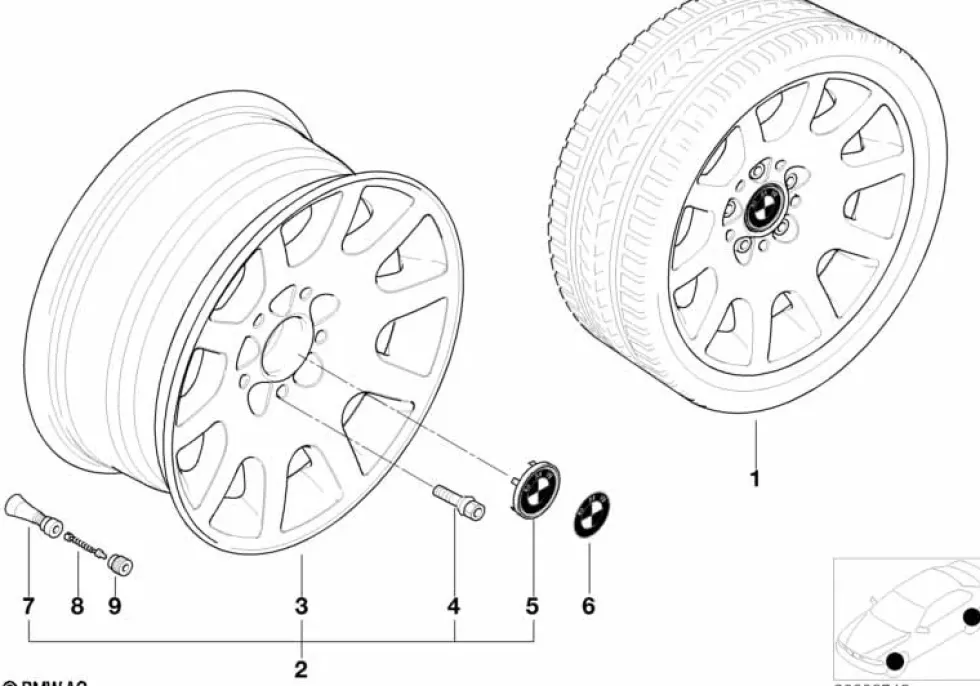BMW Alufelge Ellipsoidstyling 60 silber 7,5Jx16 ET20 Vorderachse / Hinterachse