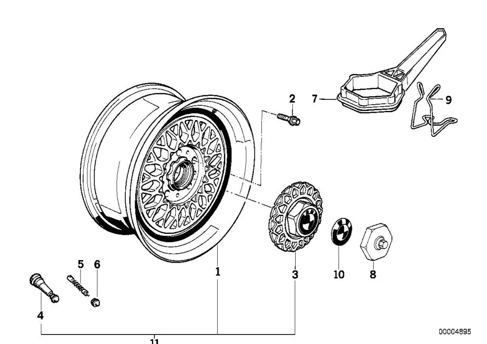 BMW Alufelge Kreuzspeichen-Styling TRX (Styl.5) geschmiedet 195TR415 ET19 5er E34 7er E32