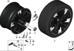 BMW Alufelge M Aerodynamik 906 bicolor (jet black uni/hochglanzpoliert) E-9Jx20 ET24 X3 G45