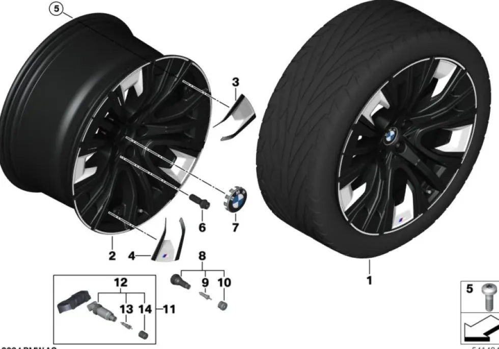 BMW Alufelge M Aerodynamik 906 bicolor (jet black uni/hochglanzpoliert) E-9Jx20 ET24 X3 G45