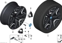 BMW Alufelge M Aerodynamik 1023 bicolor (schwarz II/hochglanzpoliert) 9,5Jx22 ET37 iX I20