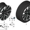 BMW Alufelge M Doppelspeiche 1036 bicolor (jet black uni/hochglanzpoliert) E10,5Jx20 ET44 X3 G45