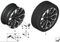 BMW Alufelge M Doppelspeiche 1036 bicolor (jet black uni/hochglanzpoliert) E10,5Jx20 ET44 X3 G45
