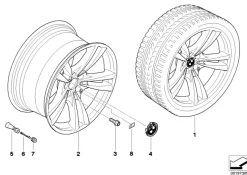 BMW Alufelge M V-Speiche 299 silber 11Jx20 ET35 X5 E70 X6 E71 Hinterachse