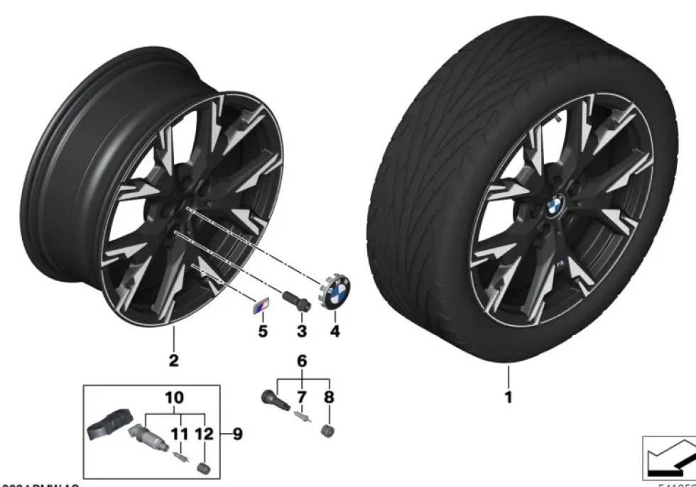 BMW Alufelge M Y-Speiche 976 bicolor (jet black uni/hochglanzpoliert) 8Jx19 ET53 1er F70 2er F74