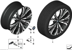 BMW Alufelge V-Speiche 914I jet black uni/glanzgedreht 10,5Jx23 ET43 X7 G07