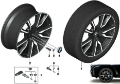 BMW Alufelge V-Speiche 755M jet black uni/glanzgedreht 9,5Jx22 ET32 X7 G07