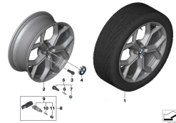 BMW Alufelge Y-Speiche 693 ferricgrey/glanzgedreht 7,5Jx19 ET:32 X3 G01 X4 G02