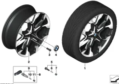 BMW Alufelge Y-Speiche 874i bicolor (jet black uni/hochglanzpoliert) E-8Jx21 ET46 X2 U10