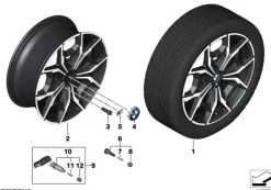 BMW Alufelge Y-Speiche 887M jet black uni/glanzgedreht 7,5Jx19 ET32 X3 G01 X4 G02