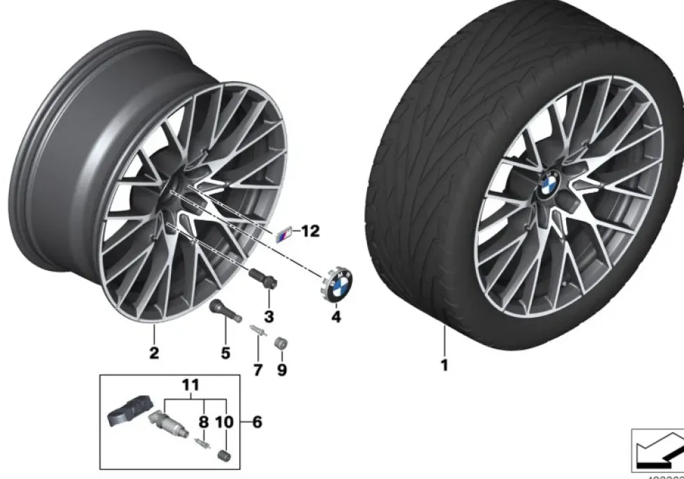 BMW Alufelge Y-Speiche 788M jet black uni/glanzgedreht 10Jx19 ET40 2er F87 M2