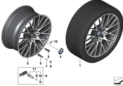 BMW Alufelge Y-Speiche 788M 9Jx19 ET29 jet black uni/glanzgedreht 2er F87 M2