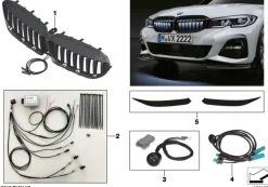 BMW Diffusorfolie matt schwarz für Nierenrahmen in Schwarz 3er G20 G21 G28