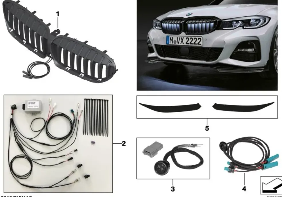 BMW Diffusorfolie matt schwarz für Nierenrahmen in Schwarz 3er G20 G21 G28