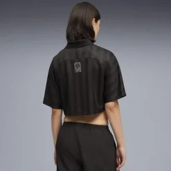 BMW M Motorsport Damen Lifestyle Cropped Polo-Shirt schwarz