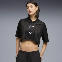 BMW M Motorsport Damen Lifestyle Cropped Polo-Shirt schwarz