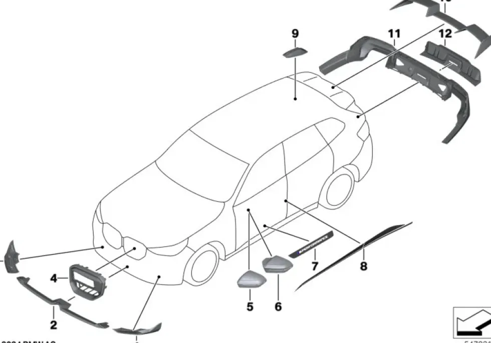 BMW M Performance Frontaufsatz Schwarz hochglänzend links X3 G45