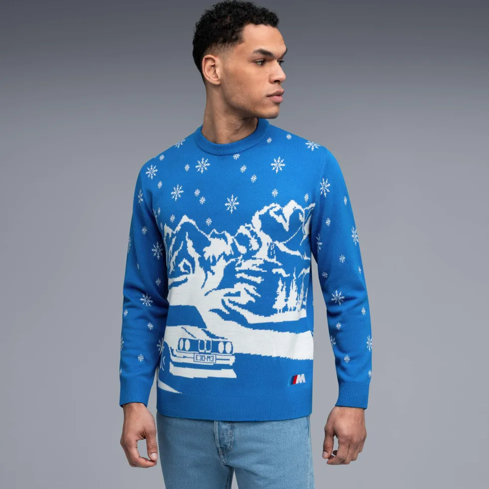 BMW M Pullover mit Weihnachtsmotiv Unisex blau