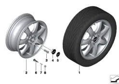 MINI Alufelge Bridge Spoke 94 6,5J x 16 ET 48 Weiß Vorderachse / Hinterachse