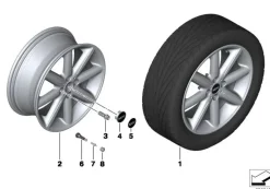 MINI Alufelge Double Cross Turned 131 glanzgedreht 17 Zoll