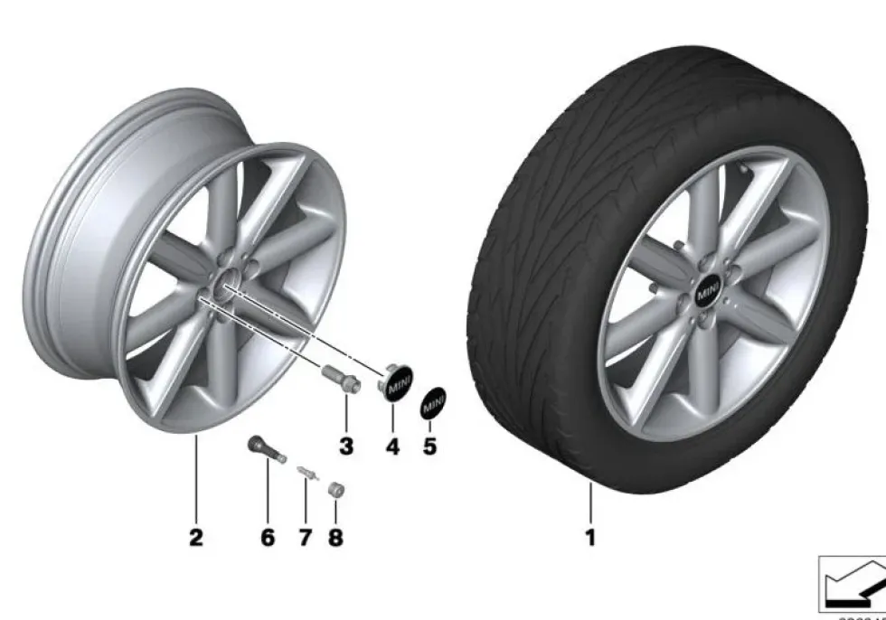 MINI Alufelge Double Cross Turned 131 glanzgedreht 17 Zoll