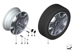 MINI Alufelge 5-Hole Black Star 138 schwarz/glanzgedreht 7Jx17 ET50 R60/R61