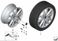 MINI Alufelge JCW Grip Spoke 815 brightsilver 8Jx18 ET54 F54