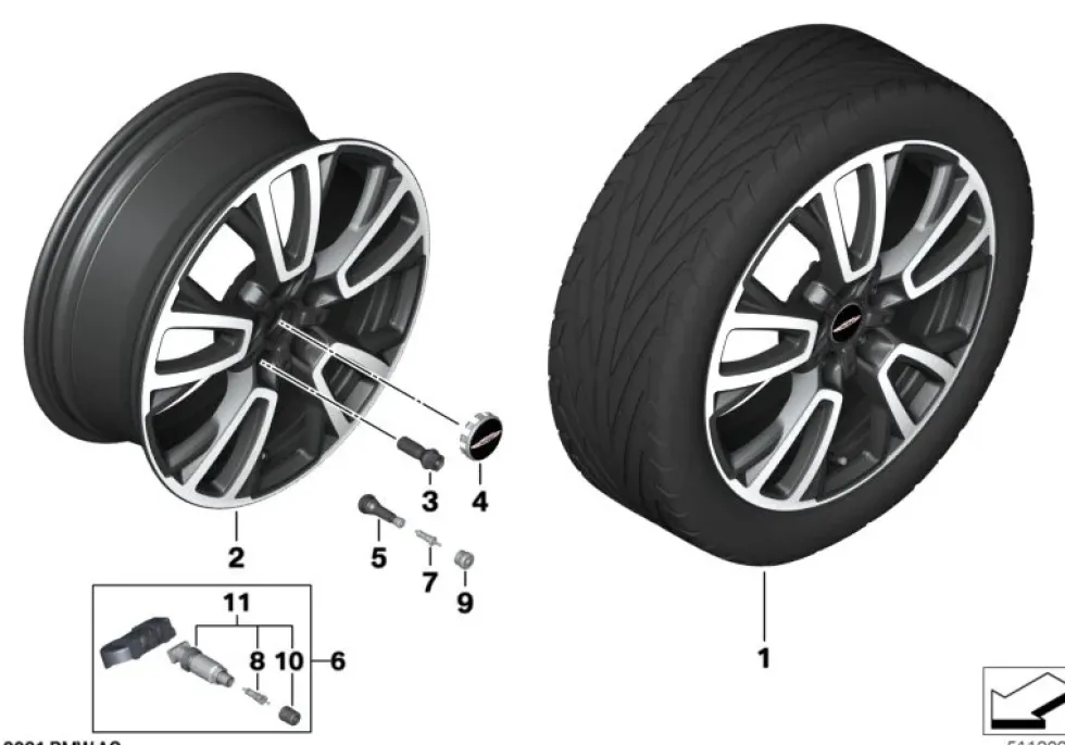 MINI Alufelge Mini Spoke 902 jet black uni/glanzgedreht 7Jx18 ET54 F56/F57