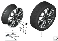 MINI Alufelge Mini Spoke 902 (jet black uni/hochglanzpoliert) 7Jx18 ET54 F56