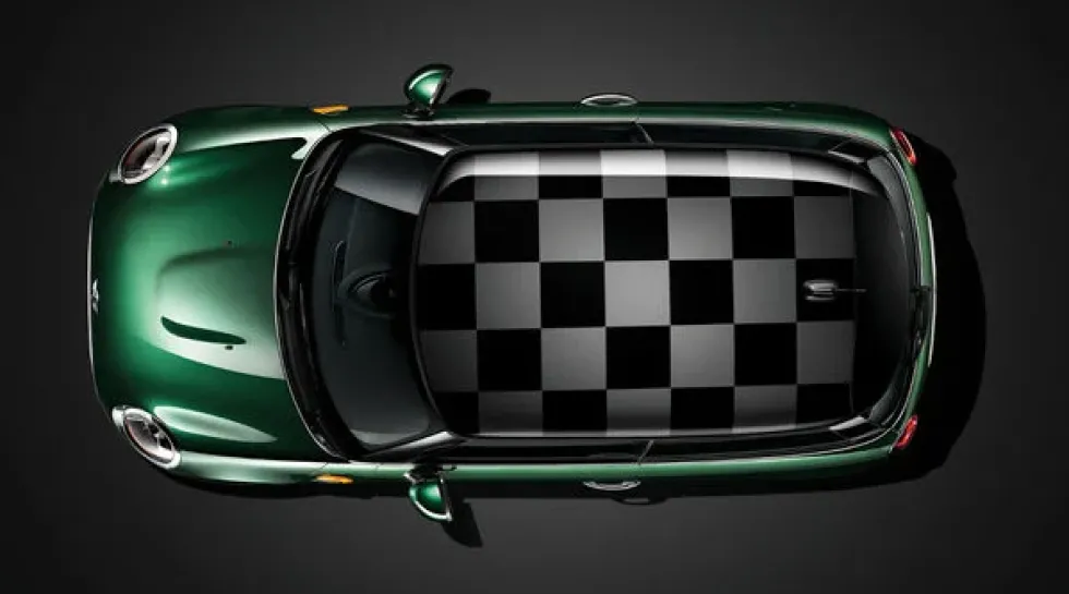 MINI Dachdekor Chequered Flag grau für schwarzes Dach